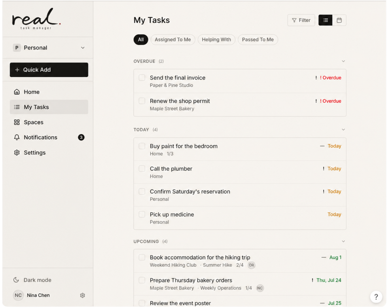 Real Task Manager app screenshot