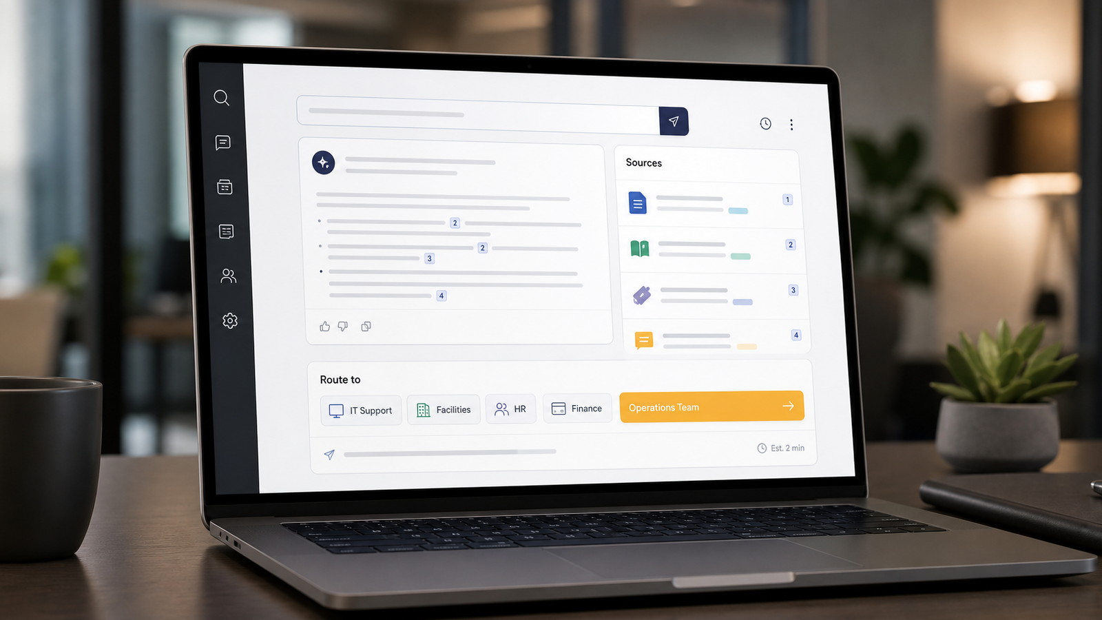 AI operations interface displaying live intelligence data across systems